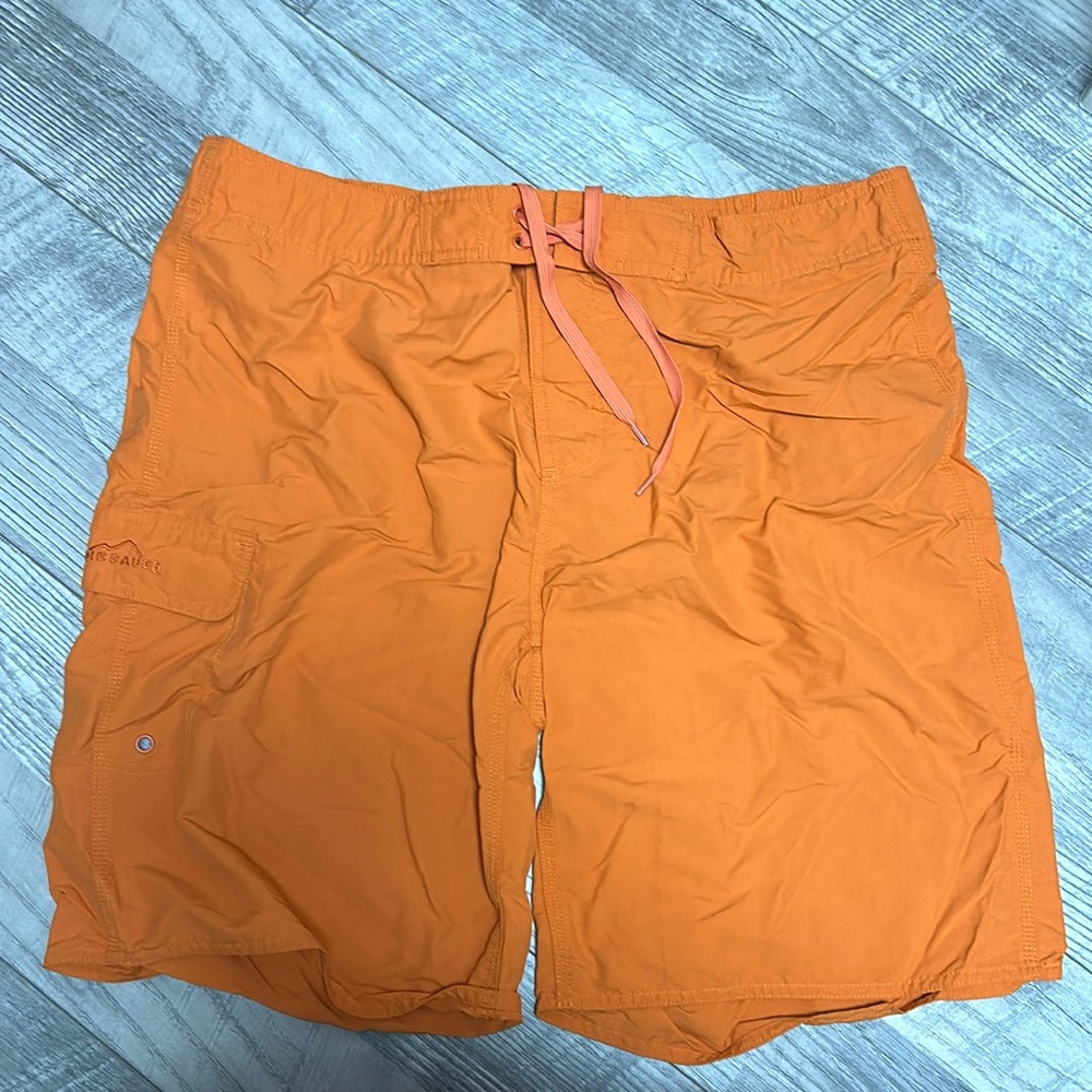 Eddie Bauer Orange Swim Shorts, Size XL, One pocket